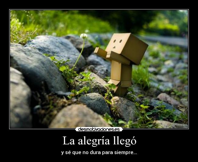 La alegría llegó - y sé que no dura para siempre...