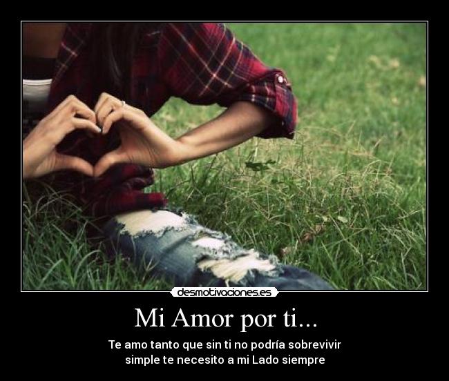 Mi Amor por ti... - Te amo tanto que sin ti no podría sobrevivir
simple te necesito a mi Lado siempre