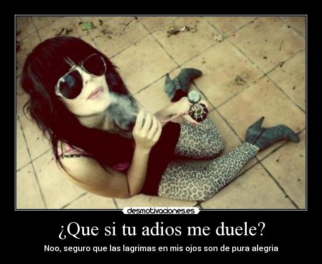 ¿Que si tu adios me duele? - Noo, seguro que las lagrimas en mis ojos son de pura alegria