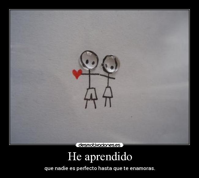 He aprendido - que nadie es perfecto hasta que te enamoras.