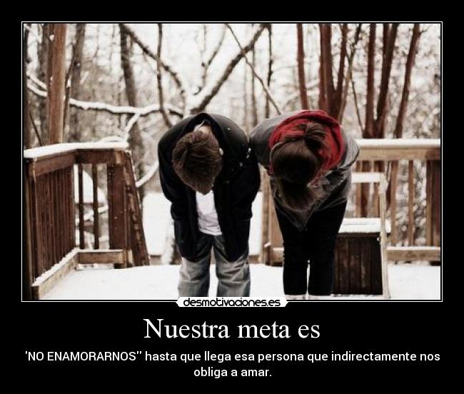 Nuestra meta es - NO ENAMORARNOS hasta que llega esa persona que indirectamente nos
obliga a amar.