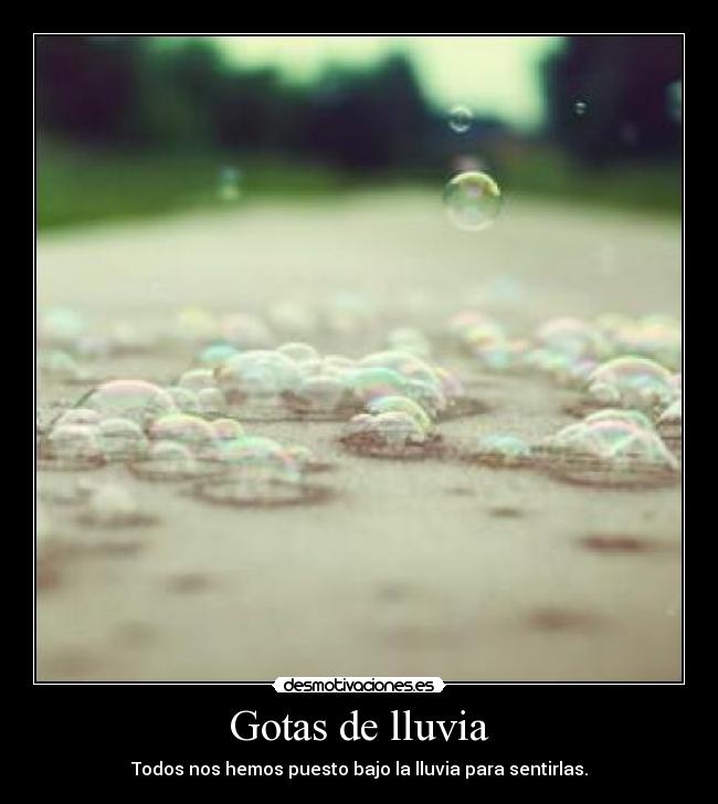 Gotas de lluvia - Todos nos hemos puesto bajo la lluvia para sentirlas.