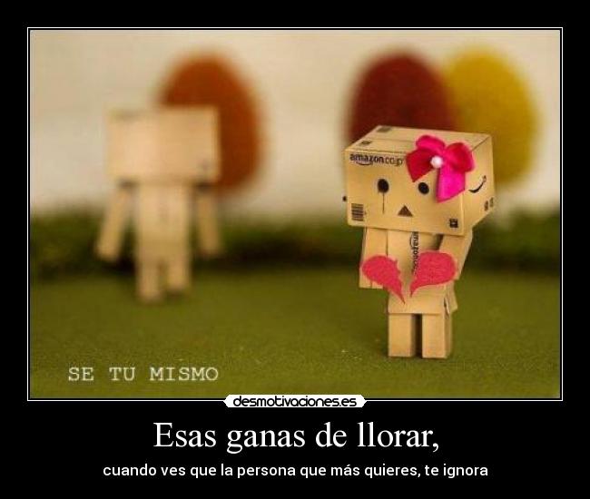 Esas ganas de llorar, - cuando ves que la persona que más quieres, te ignora