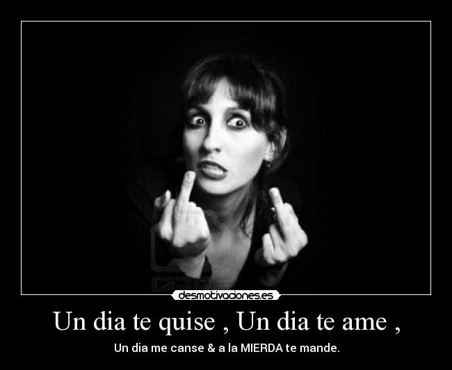 Un dia te quise , Un dia te ame , - Un dia me canse & a la MIERDA te mande.