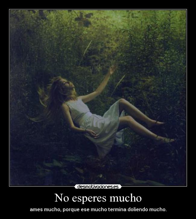 No esperes mucho - ames mucho, porque ese mucho termina doliendo mucho.