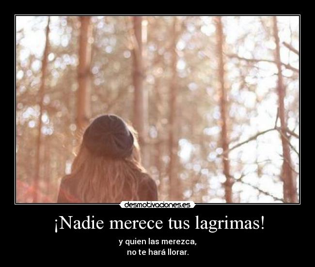 ¡Nadie merece tus lagrimas! - y quien las merezca,
no te hará llorar.