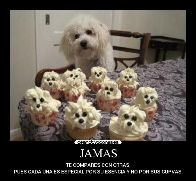 JAMAS - TE COMPARES CON OTRAS,
PUES CADA UNA ES ESPECIAL POR SU ESENCIA Y NO POR SUS CURVAS.