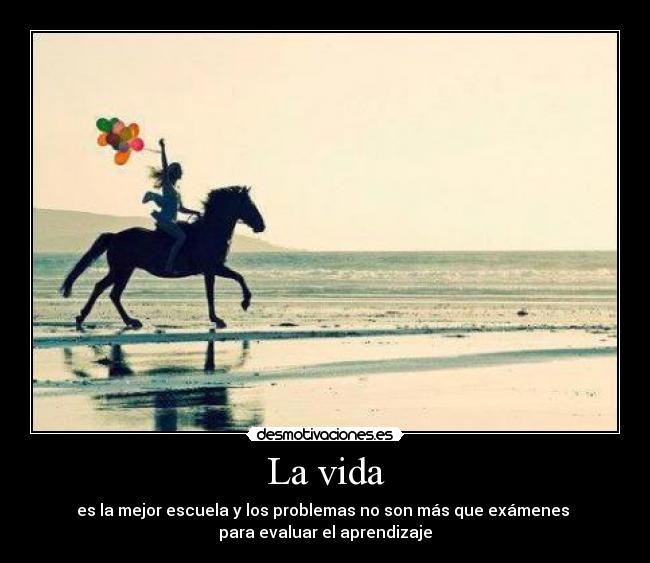 La vida - es la mejor escuela y los problemas no son más que exámenes 
para evaluar el aprendizaje