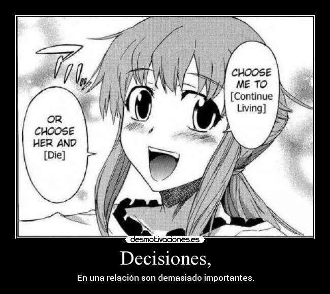 carteles muerte die yuno yuki mirai nikki bla bla desmotivaciones