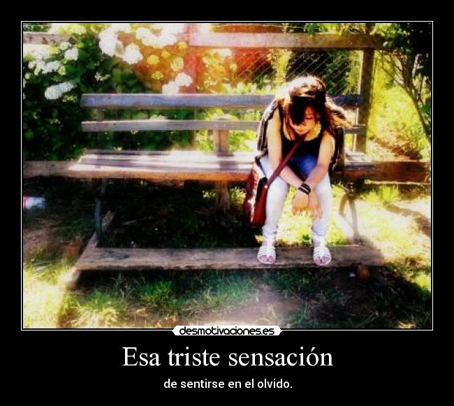 Esa triste sensación - de sentirse en el olvido.