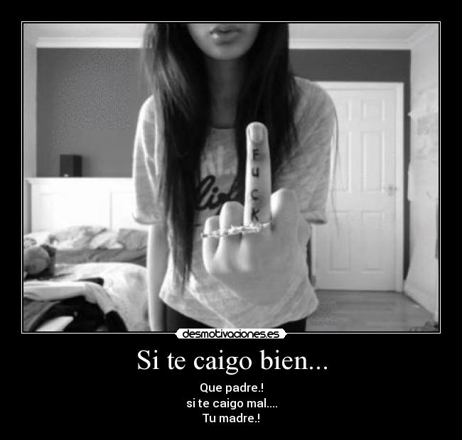 Si te caigo bien... - Que padre.!
si te caigo mal....
Tu madre.!