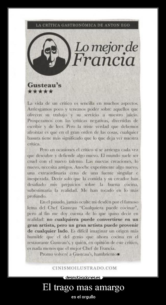 El trago mas amargo - es el orgullo