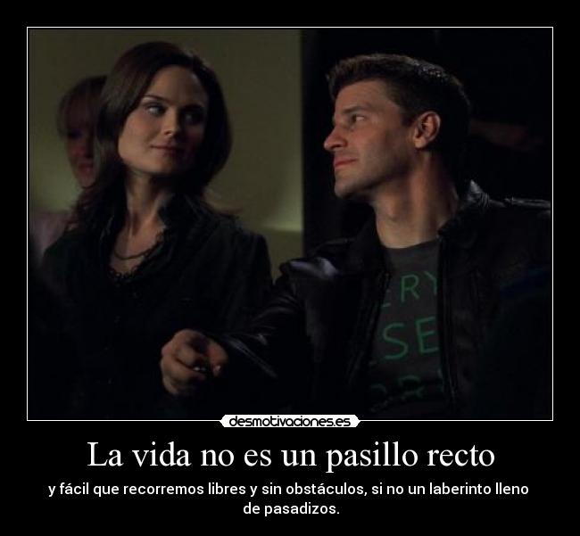 La vida no es un pasillo recto - y fácil que recorremos libres y sin obstáculos, si no un laberinto lleno 
de pasadizos.