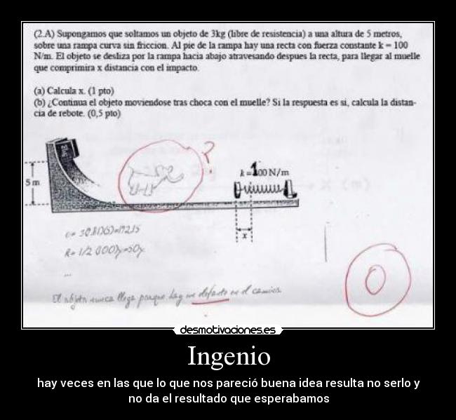 Ingenio - hay veces en las que lo que nos pareció buena idea resulta no serlo y
no da el resultado que esperabamos