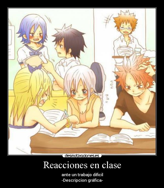 Reacciones en clase - ante un trabajo dificil
-Descripcion gráfica-