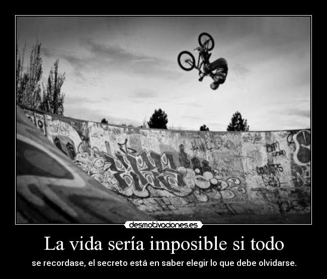 La vida sería imposible si todo - se recordase, el secreto está en saber elegir lo que debe olvidarse.