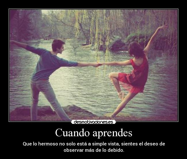 Cuando aprendes - Que lo hermoso no solo está a simple vista, sientes el deseo de
observar más de lo debido.