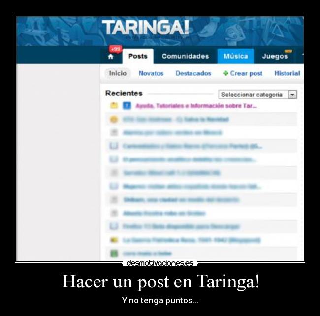 Hacer un post en Taringa! - Y no tenga puntos...