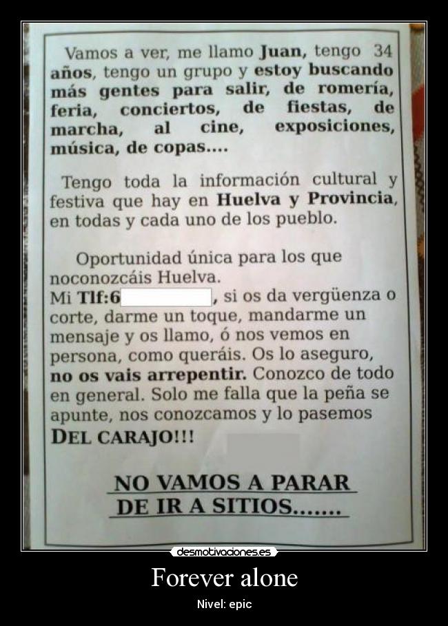 Forever alone - Nivel: epic