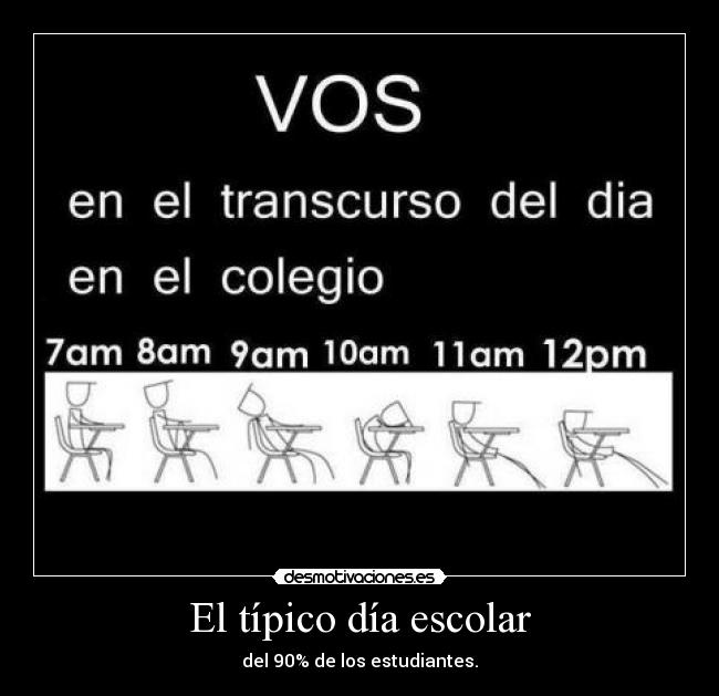 El típico día escolar - del 90% de los estudiantes.