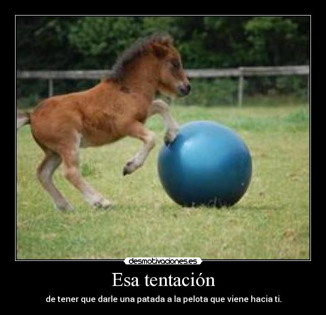 Esa tentación - de tener que darle una patada a la pelota que viene hacia ti.