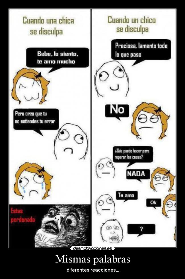 Mismas palabras - diferentes reacciones...