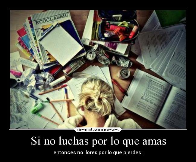 Si no luchas por lo que amas - entonces no llores por lo que pierdes .