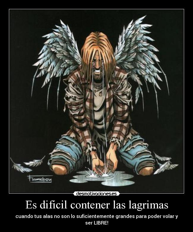 Es dificil contener las lagrimas - cuando tus alas no son lo suficientemente grandes para poder volar y ser LIBRE!