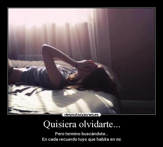 Quisiera olvidarte... - Pero termino buscándote...
En cada recuerdo tuyo que habita en mi.
