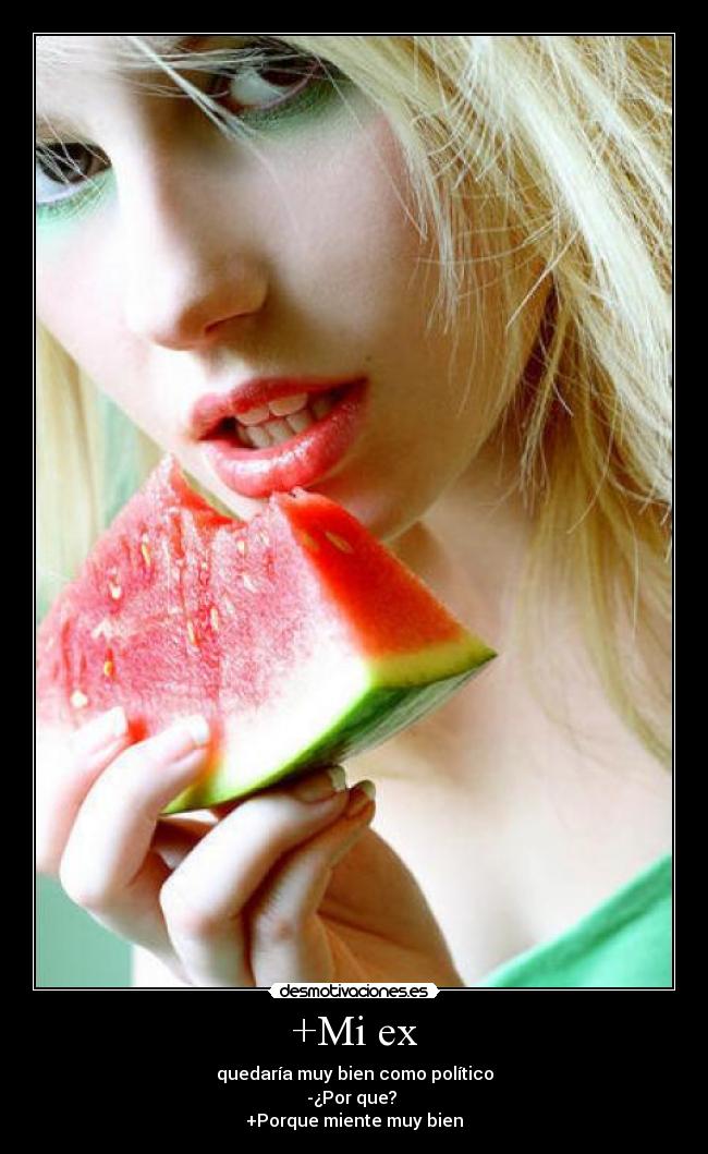 +Mi ex - quedaría muy bien como político
-¿Por que? 
+Porque miente muy bien