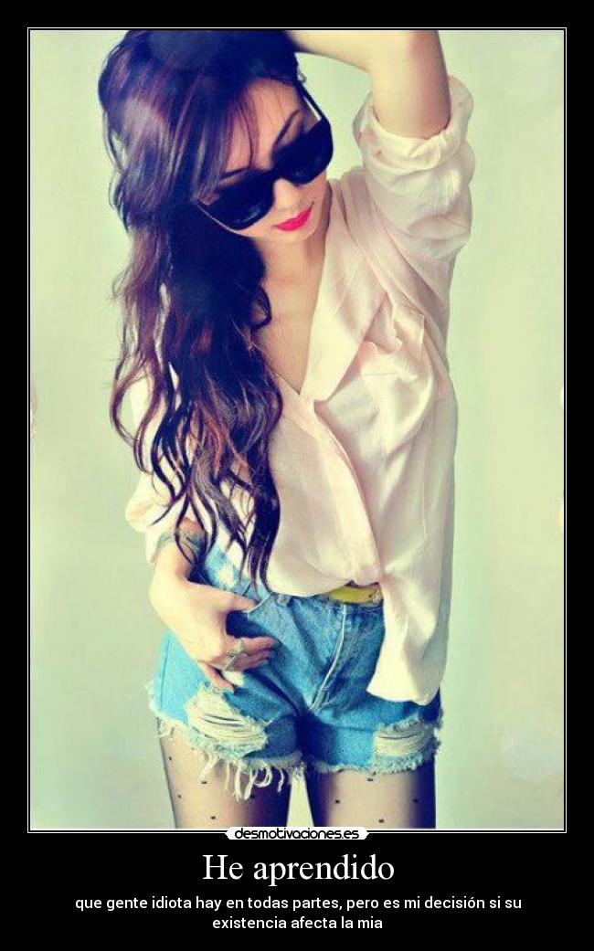 He aprendido - que gente idiota hay en todas partes, pero es mi decisión si su existencia afecta la mia