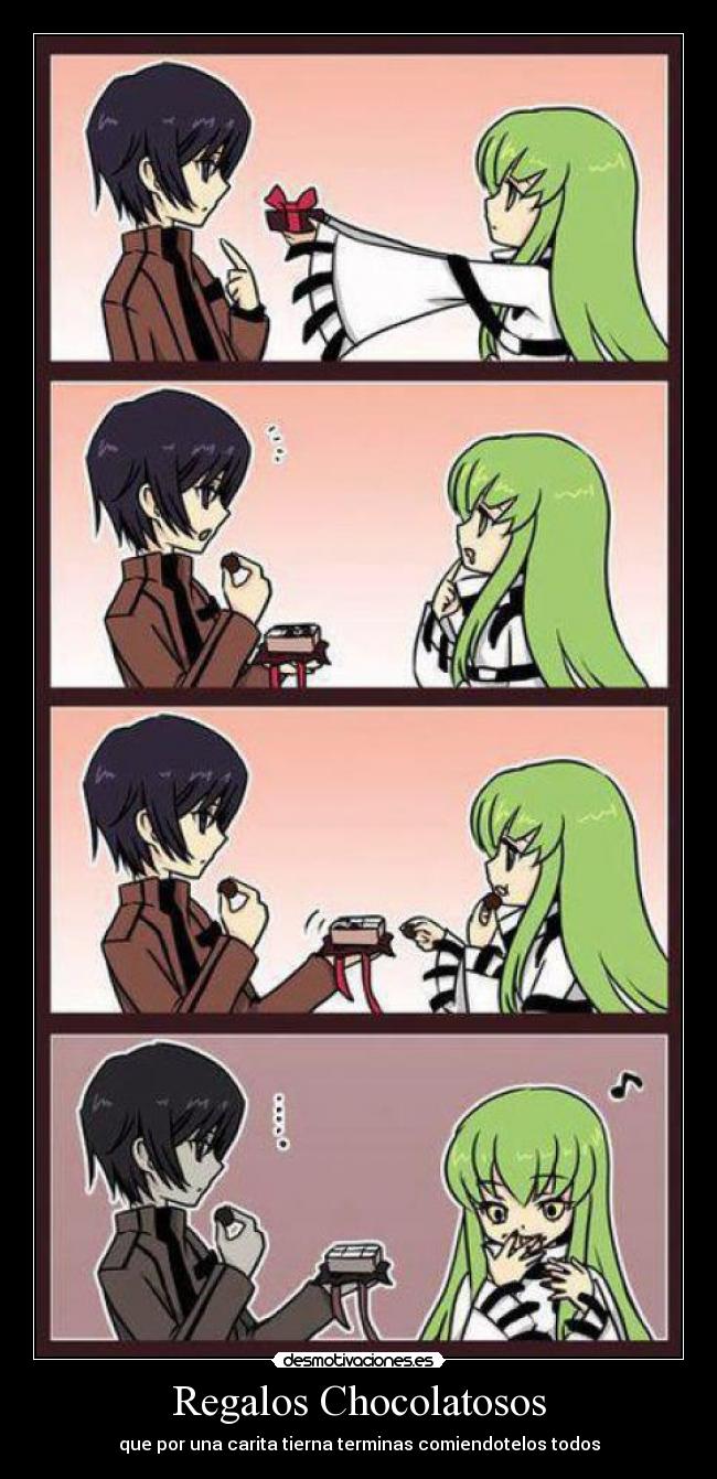 carteles anime code geass regalos chocolate desmotivaciones
