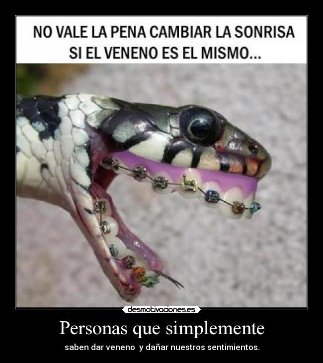 Personas que simplemente - saben dar veneno  y dañar nuestros sentimientos.