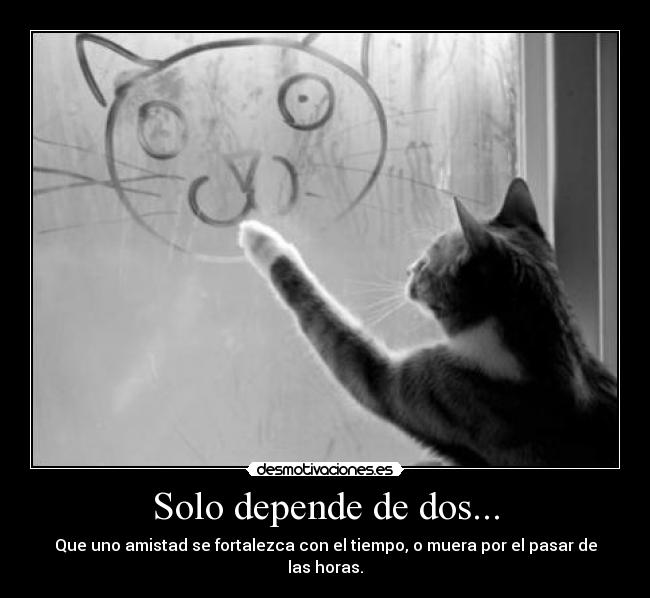 Solo depende de dos... - Que uno amistad se fortalezca con el tiempo, o muera por el pasar de las horas.