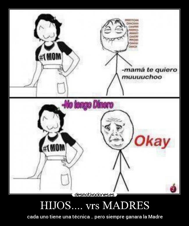 HIJOS.... vrs MADRES - cada uno tiene una técnica .. pero siempre ganara la Madre