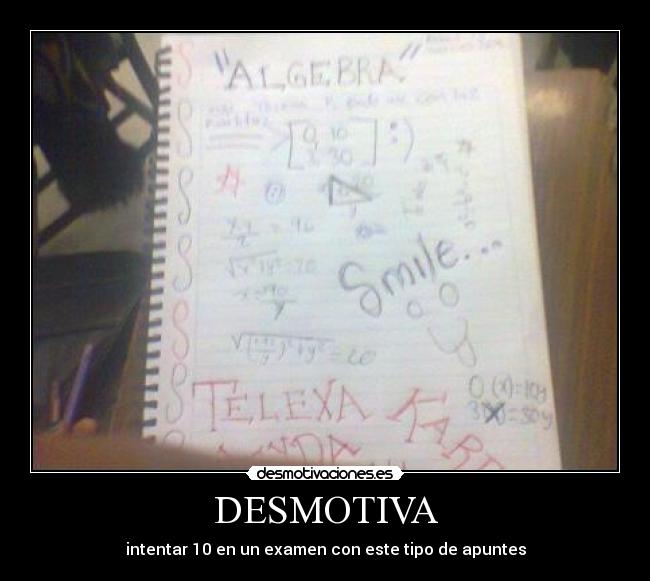 DESMOTIVA - intentar 10 en un examen con este tipo de apuntes