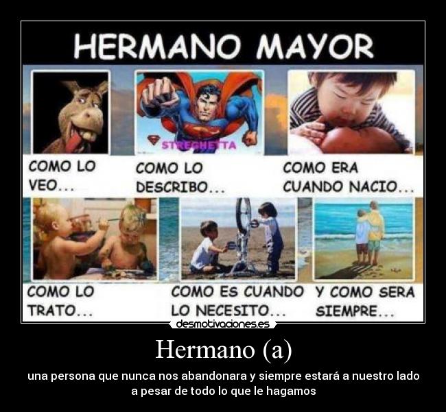Hermano (a) - una persona que nunca nos abandonara y siempre estará a nuestro lado
a pesar de todo lo que le hagamos