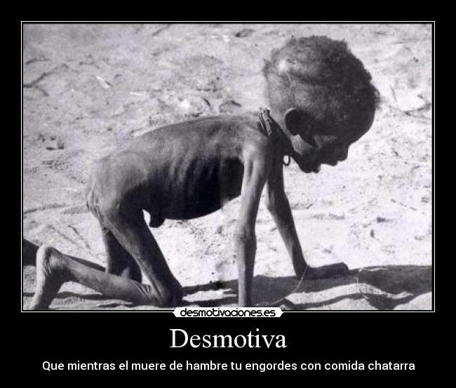 Desmotiva - Que mientras el muere de hambre tu engordes con comida chatarra