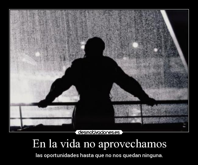 En la vida no aprovechamos - las oportunidades hasta que no nos quedan ninguna.
