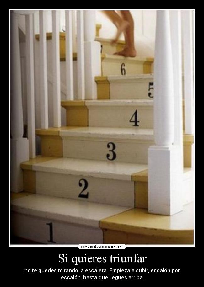Si quieres triunfar - no te quedes mirando la escalera. Empieza a subir, escalón por
escalón, hasta que llegues arriba.