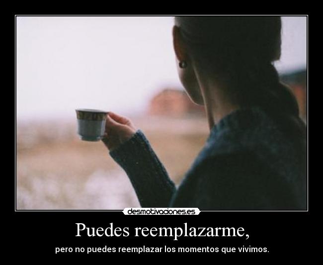 Puedes reemplazarme, - pero no puedes reemplazar los momentos que vivimos.
