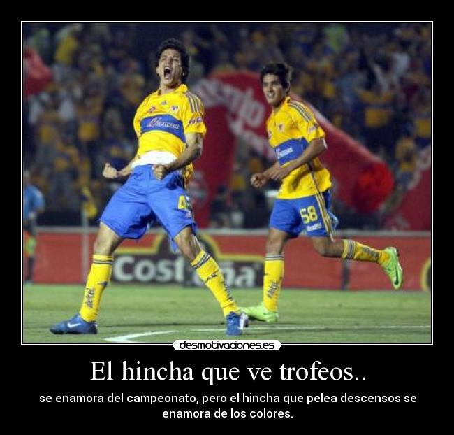 El hincha que ve trofeos.. - se enamora del campeonato, pero el hincha que pelea descensos se
enamora de los colores.