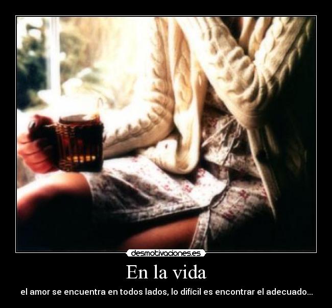 En la vida - el amor se encuentra en todos lados, lo difícil es encontrar el adecuado...