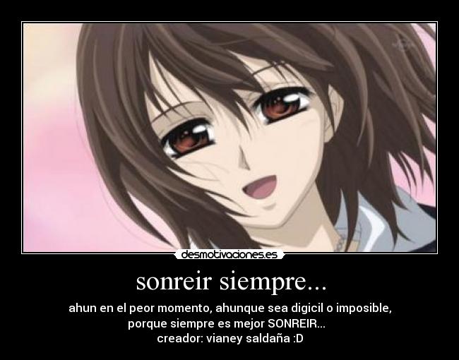 sonreir siempre... - ahun en el peor momento, ahunque sea digicil o imposible,
porque siempre es mejor SONREIR... ♥
creador: vianey saldaña :D