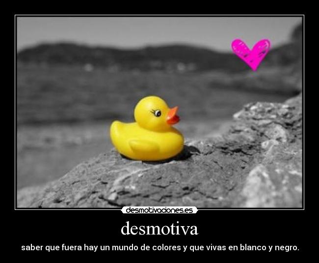 desmotiva - saber que fuera hay un mundo de colores y que vivas en blanco y negro.