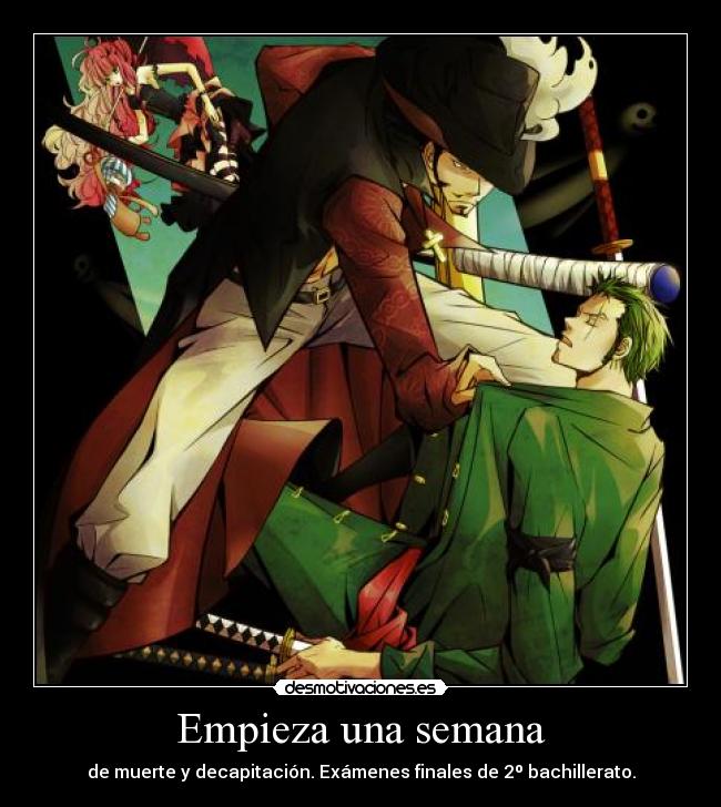 carteles one piece zoro mihawk desmotivaciones