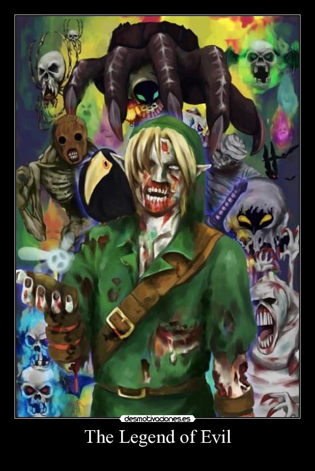 carteles anime video game crossover the legend zelda resident evil nigatsu desmotivaciones