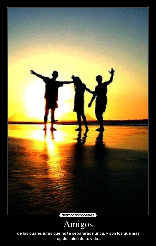Amigos - de los cuales juras que no te separaras nunca, y son los que mas
rápido salen de tu vida...