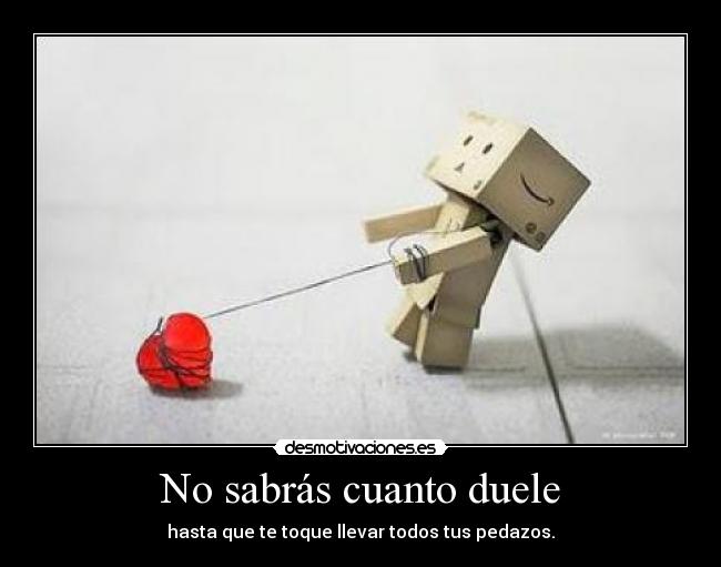 No sabrás cuanto duele - hasta que te toque llevar todos tus pedazos.