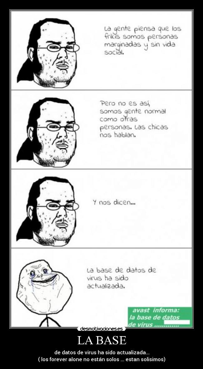 LA BASE - de datos de virus ha sido actualizada...
( los forever alone no están solos ... estan solisimos)